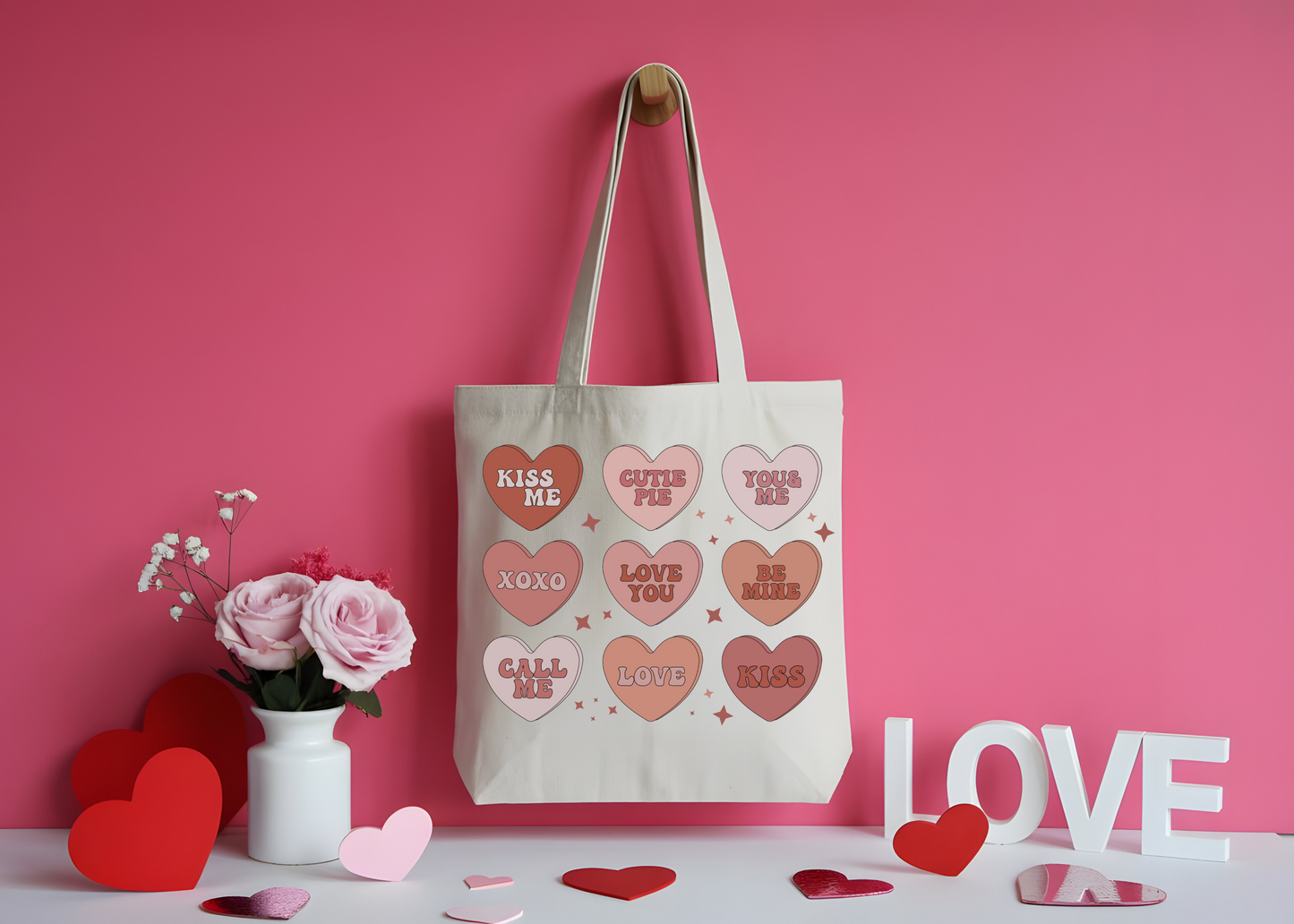Conversation Heart Tote Bag