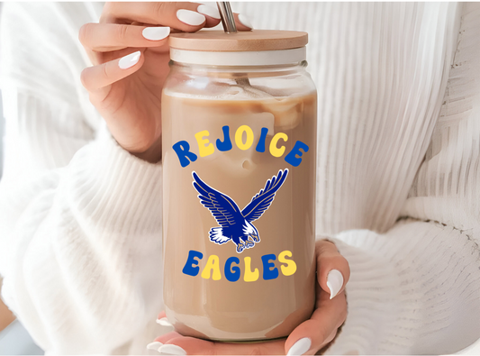 Rejoice Eagles Glass Can