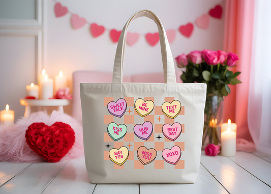 Checkered Conversation Hearts Tote